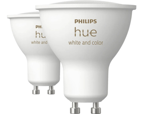 Två Philips Hue-lampor för vitt och färg