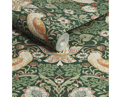 Tapetrulle med fågel- och blomstermotiv