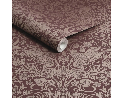 Tapetrulle med fågel- och jordgubbsmönster