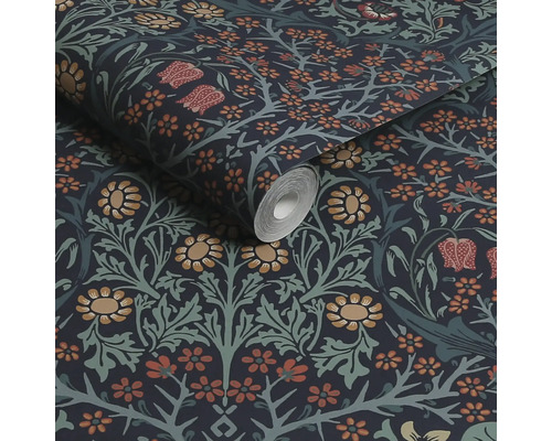 Tapetrulle med blommönster på mörk bakgrund