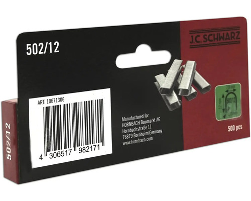 J.C. Schwarz häftklamrar typ 502/12, 500 stycken