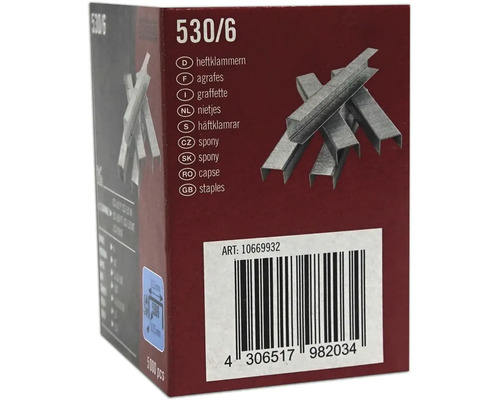 Förpackning häftklamrar 530/6