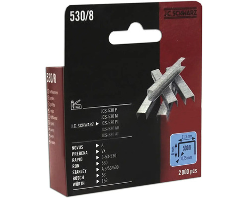 J.C. Schwarz klammer 530/8, förpackning med 2000 stycken