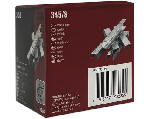 Häftklamrar 345/8 i en förpackning med 5000 stycken