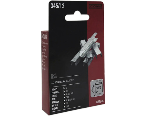 J C Schwarz häftklamrar typ 345/12, 600 stycken