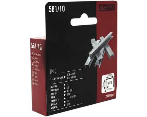 J.C. Schwarz häftklamrar typ 581/10, förpackning med 2000 stycken