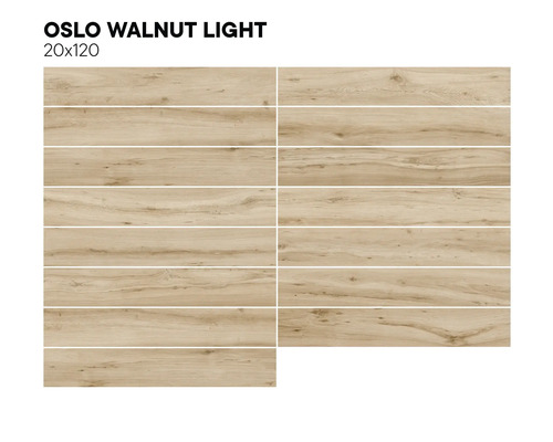 Ljusbruna golvplattor med träutseende i formatet 20x120