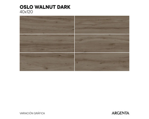 Mörka Oslo valnötsväggplattor, 40 gånger 120 centimeter, med träutseende