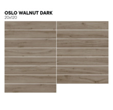 Kakel med träutseende, Oslo Walnut Dark, 20x120 cm