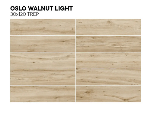 Träplattor i ljus valnötslook, format 30x120 cm