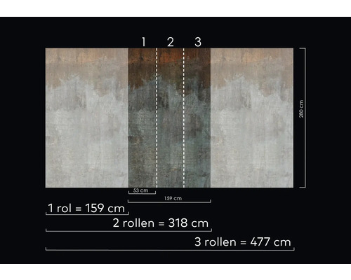 Tapetmönster med information om rullbredd och -längd