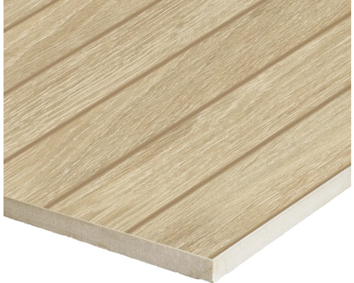 Keramisk platta med träutseende och räfflad yta