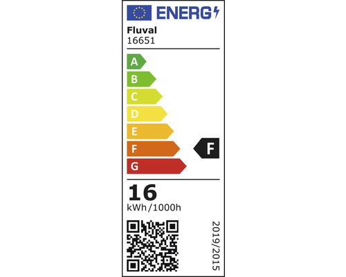 Fluval energimärkning F, 16 kilowattimmar per 1000 timmar