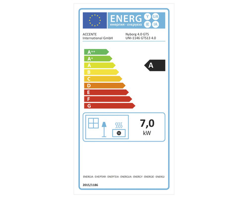 Energimärkning med energieffektivitetsklass A, 7,0 kilowatt
