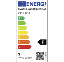 Energimärkning för Gnosjö Konstsmide modell 7940-XXX, energieffektivitetsklass F, förbrukning 7 kilowattimmar per 1000 timmar.