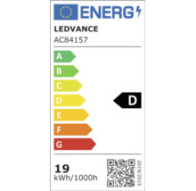 EU-energimärkning för Ledvance AC84157, energieffektivitetsklass D, energiförbrukning 19 kilowattimmar per 1000 timmar.