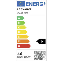 EU-energimärkning för Ledvance AC85404, energieffektivitetsklass F, 46 kilowattimmar per 1000 timmar.