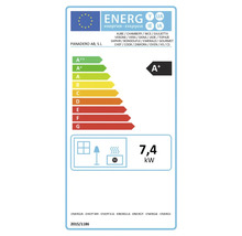 EU-energimärkning för Panadero kaminer med energieffektivitetsklass A plus och en effekt på 7,4 kilowatt.