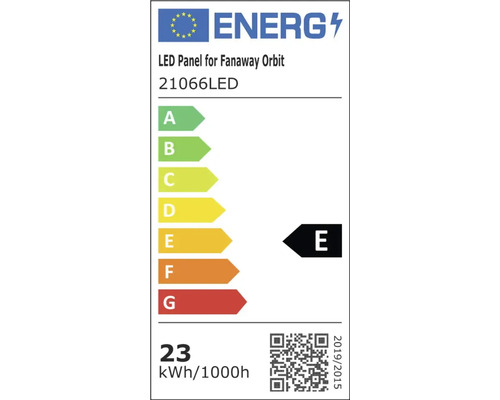 Energimärkning för LED-panel Fanaway Orbit, 21066LED, energiklass E