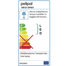 Pelipal energietikett med information om att lampan innehåller fastmonterade LED-lampor