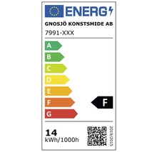 Energimärkning från Gnosjö Konstsmide AB med energieffektivitetsklass F