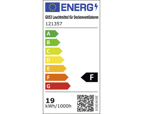 Energietikett för GX53 lampa för takfläktar