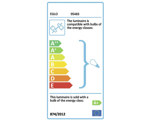 EGLO energietikett med information om armaturens energieffektivitet