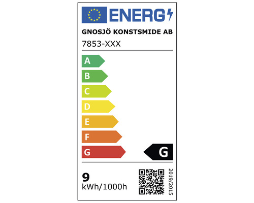 Energietikett med energieffektivitetsklass G