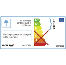 Energidekal med information om inbyggda LED-lampor som inte kan bytas ut