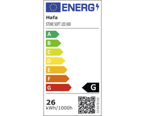 Energimärkning för Hafa STORE SOFT LED 600 med energieffektivitetsklass G