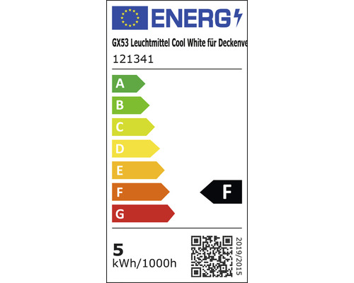 Energimärkning för GX53-lampa Cool White för takbeklädnad