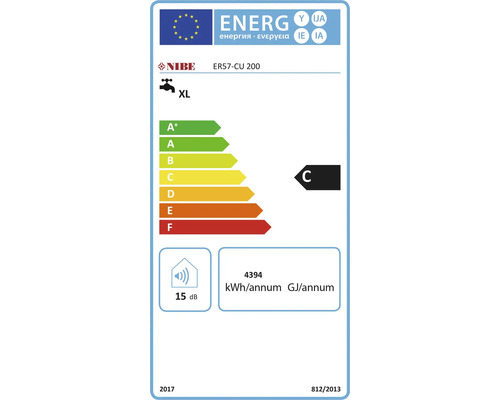 Nibe Energimärkning ER57-CU 200, XL, energiklass C