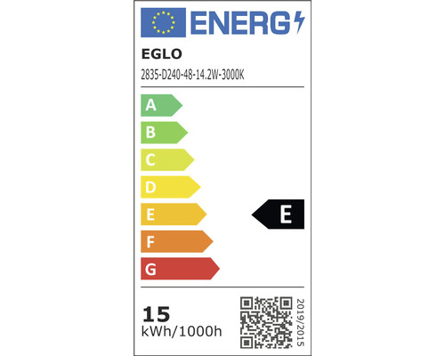 Energimärkning för lampan i energieffektivitetsklass E från EGLO