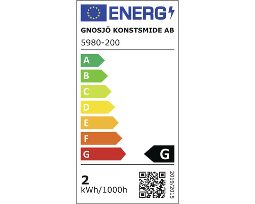 Energietikett klass G från Gnosjö Konstsmide AB