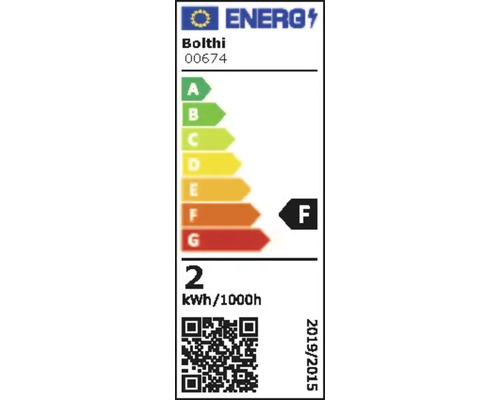 Energietikett Bolthi, energiklass F, energiförbrukning 2 kWh per 1000 timmar
