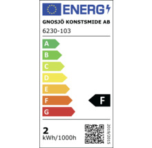 Energimärkning från Gnosjö Konstsmide AB med energieffektivitetsklass F