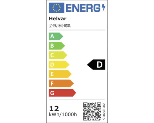 Helvar energimärkning LZ-492-840-018A med energieffektivitetsklass D