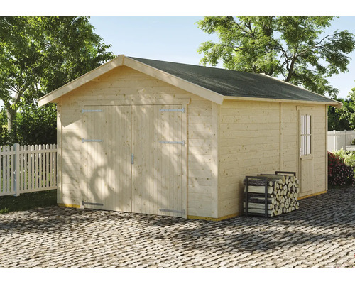 Enkelgarage SKAN HOLZ Varberg 1 inkl. underkonstruktion 370x525cm natur