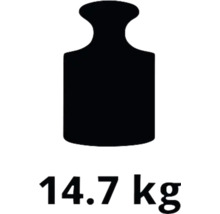 Symbol för en vikt på 14,7 kilogram