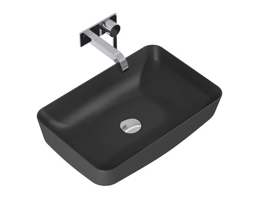 Rektangulärt tvättställ för bänkskiva i kombination med blandare