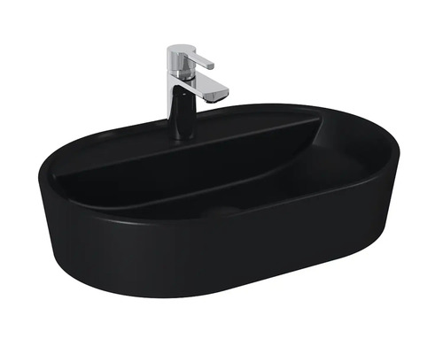 Svart tvättställsskål med blandare