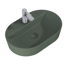 Ovalt tvättställ för bänkskiva med armatur