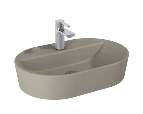 Tvättställ för bänkskiva i oval form med blandare