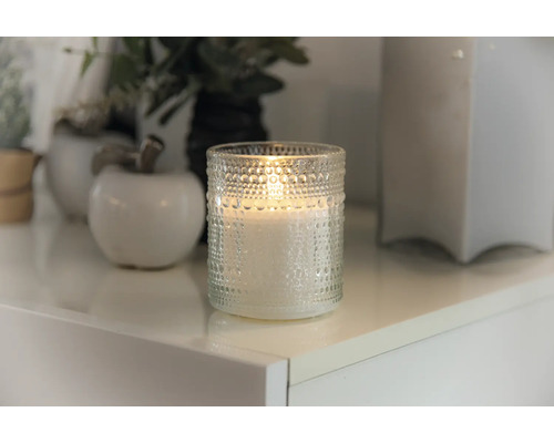 Dekorativt ljus i glas med prickmönster