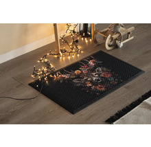 Dörrmatta med hjortmotiv och blomdekoration