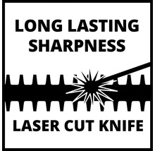 Symbol för långvarig skärpa hos laserskuret blad
