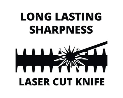 Symbol för långvarig skärpa hos laserkniv