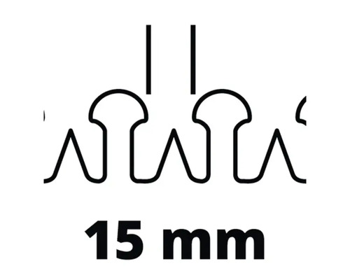 Illustration av en trådklämma med indikation på 15 millimeter