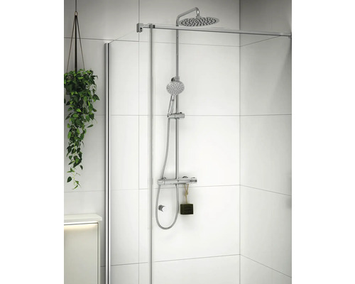 Duschkabin med takdusch, handdusch och termostatblandare