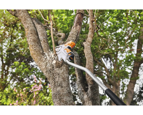 Batteridriven grensax som beskär en gren